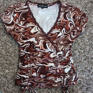 Trendy brown lace top